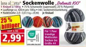 Norma lana al etta Sockenwolle Dolomiti 100 Angebot