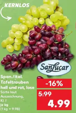 Kaufland SanLucar Span./ital. Tafeltrauben hell und rot, lose Angebot