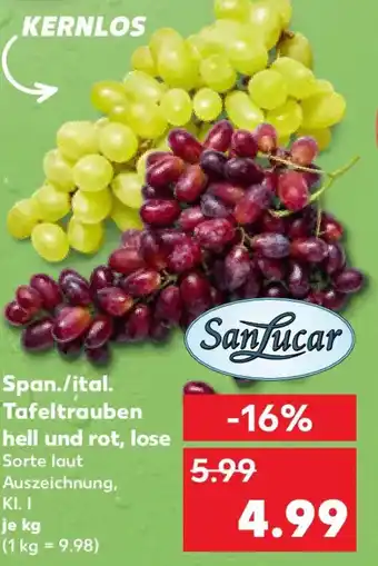 Kaufland SanLucar Span./ital. Tafeltrauben hell und rot, lose Angebot