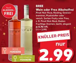 Kaufland BREE Wein oder Free Alkoholfrei Angebot