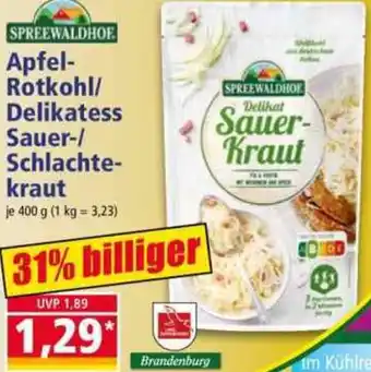 Norma SPREEWALDHOF Apfel Rotkohl/ Delikatess Sauer-/ Schlachtekraut Angebot