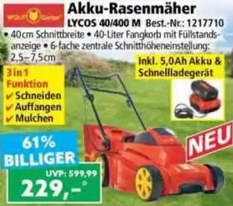 Norma Akku-Rasenmäher LYCOS 40/400 M Angebot