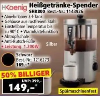 Norma HKoenig Heißgetränke-Spender SHK800 Angebot