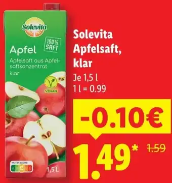 Lidl Solevita Apfelsaft, klar Angebot
