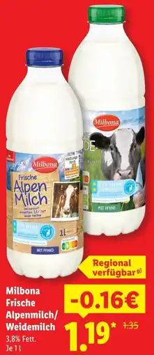 Lidl Milbona Frische Alpenmilch/ Weidemilch Angebot