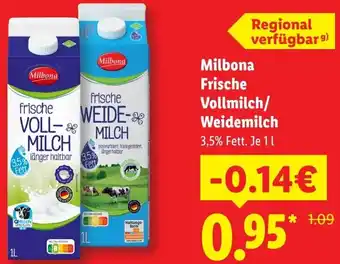 Lidl Milbona Frische Vollmilch/ Weidemilch Angebot
