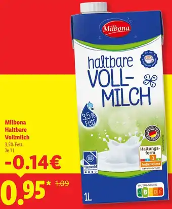 Lidl Milbona Haltbare Vollmilch Angebot