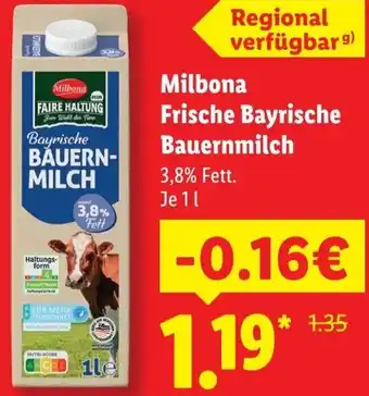 Lidl Milbona Frische Bayrische Bauernmilch Angebot