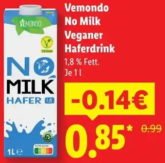 Lidl Vemondo No Milk Veganer Haferdrink Angebot