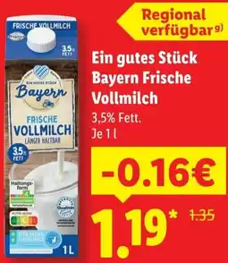 Lidl Ein gutes Stück Bayern Frische Vollmilch Angebot