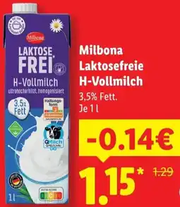 Lidl Milbona Laktosefreie H-Vollmilch Angebot