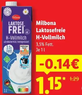 Lidl Milbona Laktosefreie H-Vollmilch Angebot