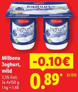 Lidl Milbona Joghurt, mild Angebot