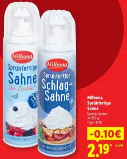 Lidl Milbona Sprühfertige Sahne Angebot