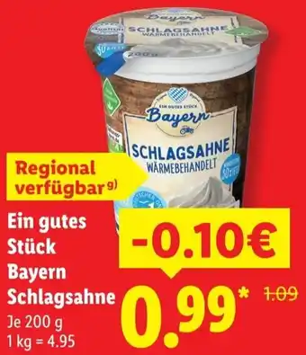 Lidl Ein gutes Stück Bayern Schlagsahne Angebot