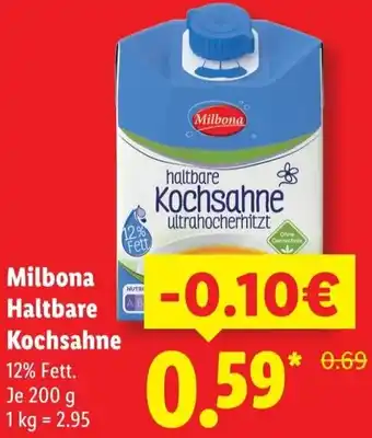 Lidl Milbona Haltbare Kochsahne Angebot