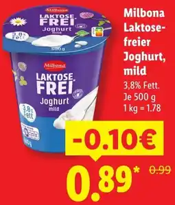 Lidl Milbona Laktosefreier Joghurt, mild Angebot