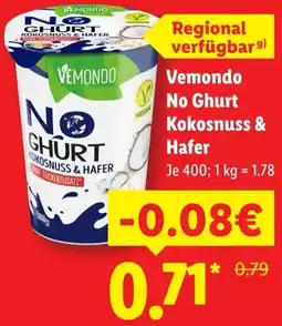 Lidl Vemondo No Ghurt Kokosnuss & Hafer Angebot