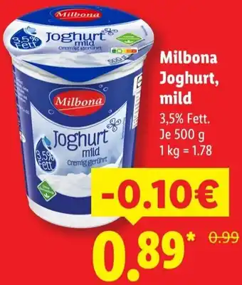 Lidl Milbona Joghurt, mild Angebot