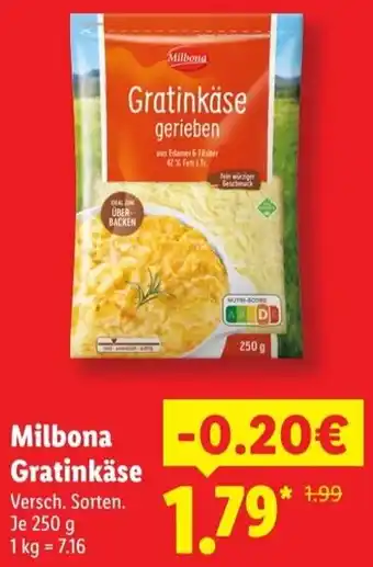 Lidl Milbona Gratinkäse Angebot