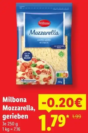 Lidl Milbona Mozzarella, gerieben Angebot