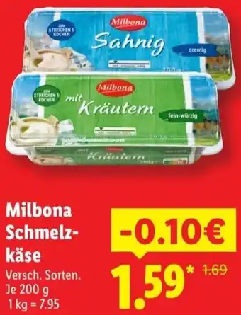 Lidl Milbona Schmelzkäse Angebot