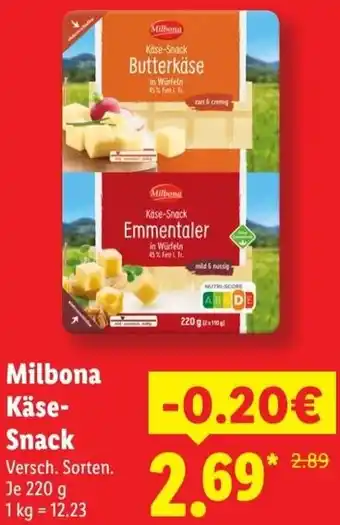 Lidl Milbona Käse Snack Angebot