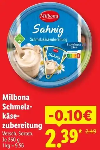 Lidl Milbona Schmelzkäsezubereitung Angebot