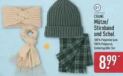 Aldi Nord CRANE Mütze/ Stirnband und Schal Angebot