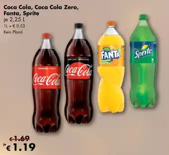 Travel Free Coca Cola, Coca Cola Zero, Fanta of Sprite 2.25L Angebot