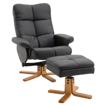 Netto Marken-Discount HOMCOM Relaxsessel mit Hocker Holz, Kunstleder Angebot