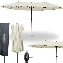 Netto Marken-Discount deluxe4home XXL Doppelsonnenschirm 450cm x 260cm mit Handkurbel Creme Angebot