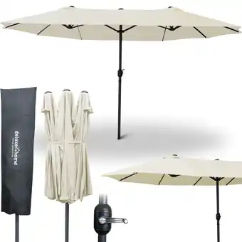 Netto Marken-Discount deluxe4home XXL Doppelsonnenschirm 450cm x 260cm mit Handkurbel Creme Angebot