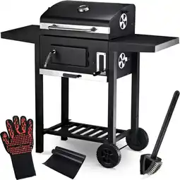 Netto Marken-Discount deluxe4home Holzkohlegrill mit Deckel. - Grillwagen I 2 Ablagen, Thermometer uvm Angebot