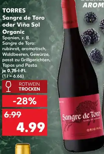 Kaufland TORRES Sangre de Toro oder Viña Sol Organic Angebot