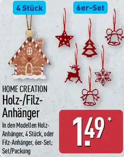 Aldi Nord HOME CREATION Holz-/Filz Anhänger Angebot