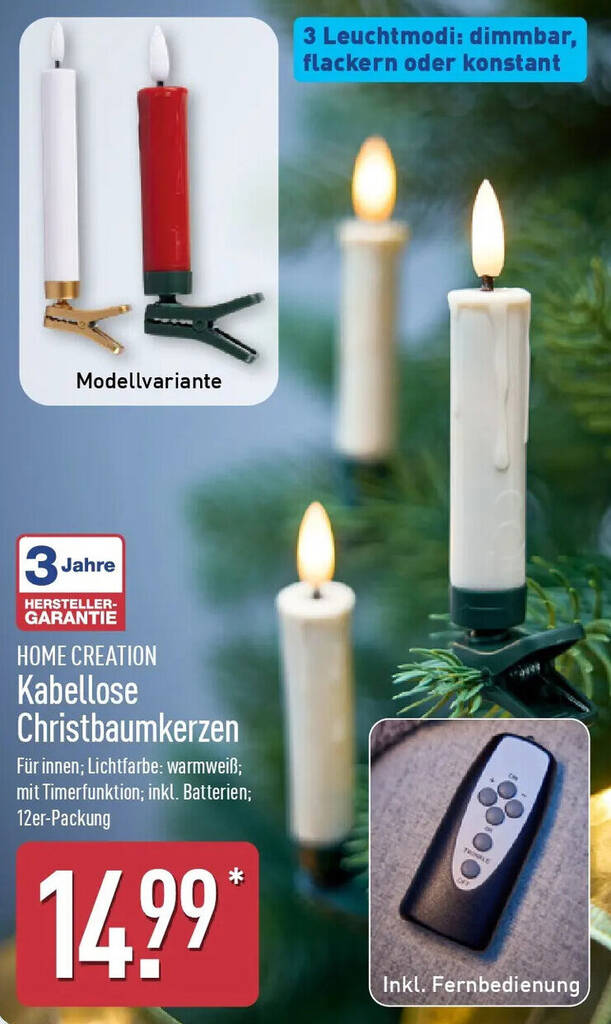 HOME CREATION Kabellose Christbaumkerzen Angebot bei Aldi Nord