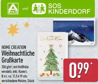 Aldi Nord HOME CREATION Weihnachtliche Grußkarte Angebot
