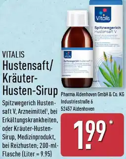 Aldi Nord VITALIS Hustensaft/ Kräuter Husten-Sirup Angebot