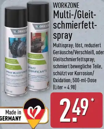 Aldi Nord WORKZONE Multi-/Gleitschmierfettspray Angebot