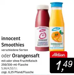 KONSUM innocent Smoothies oder Orangensaft Angebot