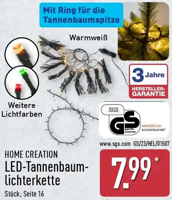 Aldi Nord HOME CREATION LED-Tannenbaum Lichterkette Angebot
