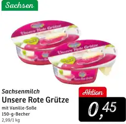 KONSUM Sachsenmilch Unsere Rote Grütze Angebot