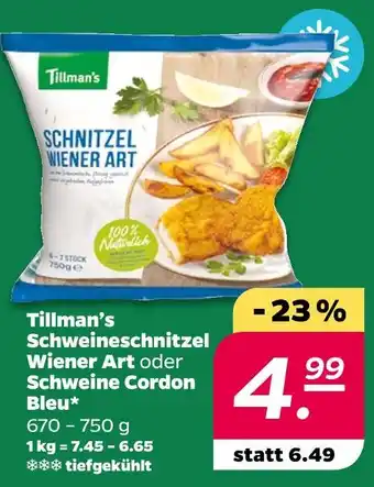 NETTO Tillman's schweineschnitzel wiener art oder schweine cordon bleu Angebot