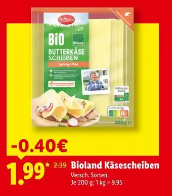 Lidl Milbona bioland käsescheiben Angebot