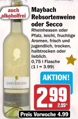 HIT Maybach Rebsortenweine oder Secco Angebot