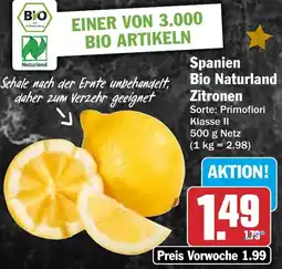 HIT Spanien Bio Naturland Zitronen Angebot