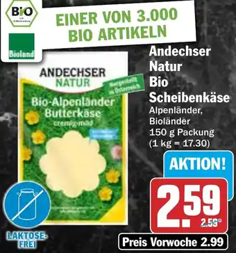 HIT Andechser Natur Bio Scheibenkäse Angebot