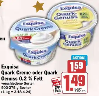 HIT Exquisa Quark Creme oder Quark Genuss 0,2 % Fett Angebot