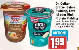 HIT Dr. Oetker Grütze, Sahne Pudding, Love It! oder High Protein Pudding Angebot